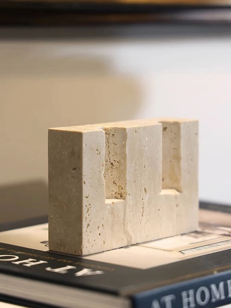 Handmade Travertine Candle Holder for Taper Candles β 2-Hole Stone Candlestick for Wedding Centerpieces, Table Decor, Rustic Minimalist Home Gift