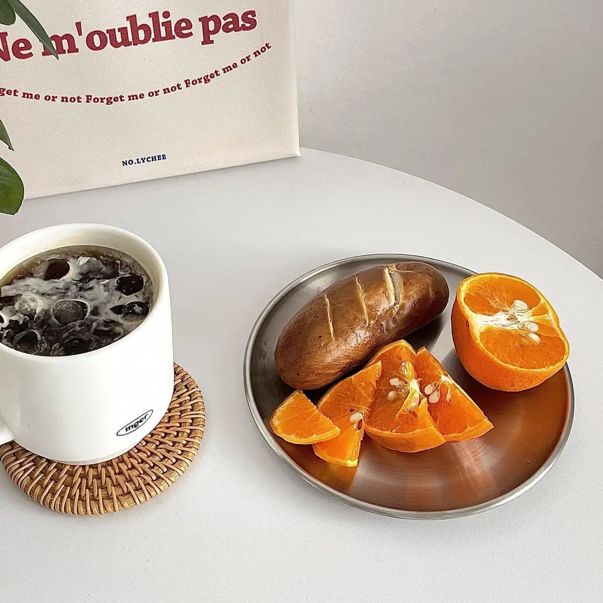 Brushed Stainless Steel Round Plate Set – Nordic Minimalist Dining