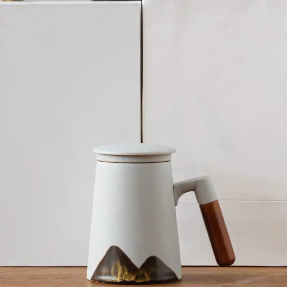 Mountain Japan Zen Design Ceramic Tea Mug With Filter