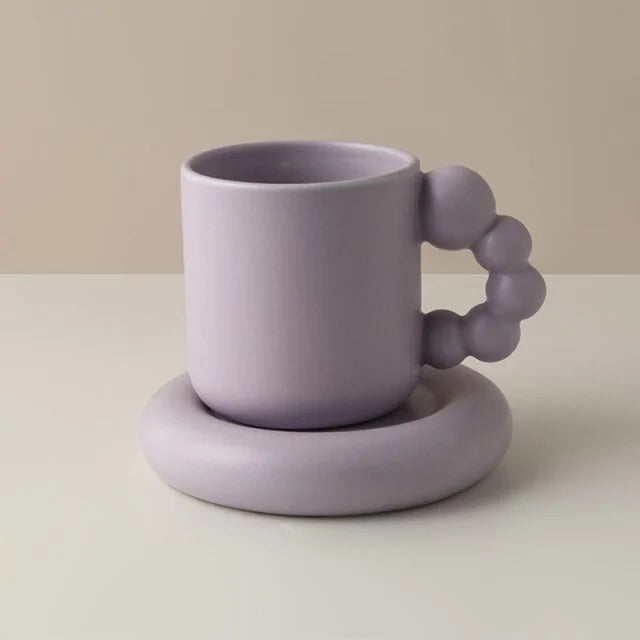Handcrafted Floral Coffee Cup – Aesthetic Ceramic Mug for Home & Office