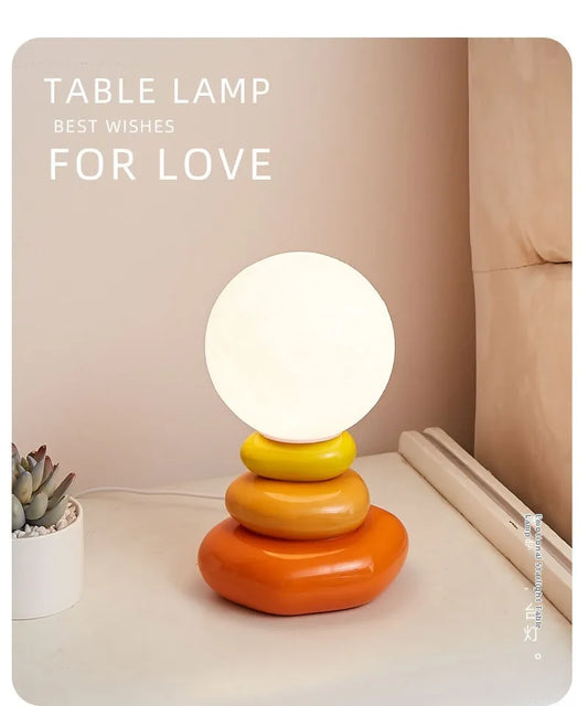 Color Stacked Stone Bedside Lamp