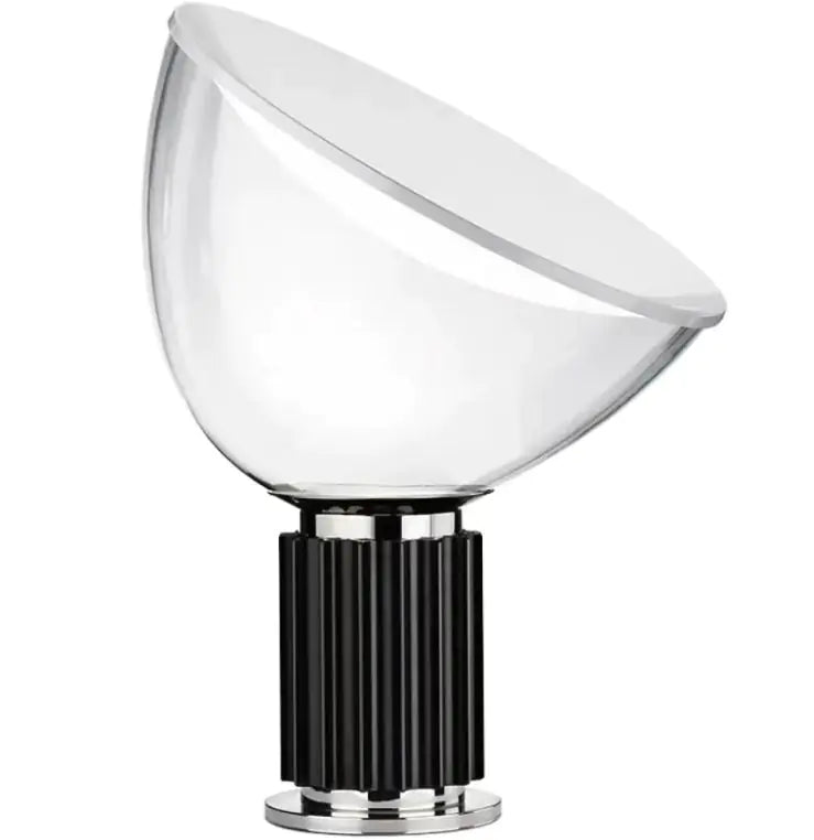 Modern Italian Designer Table Lamp – Adjustable Glass Dome with Ribbed Metal Base (Art Deco Inspired)