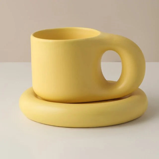 Handcrafted Floral Coffee Cup – Aesthetic Ceramic Mug for Home & Office