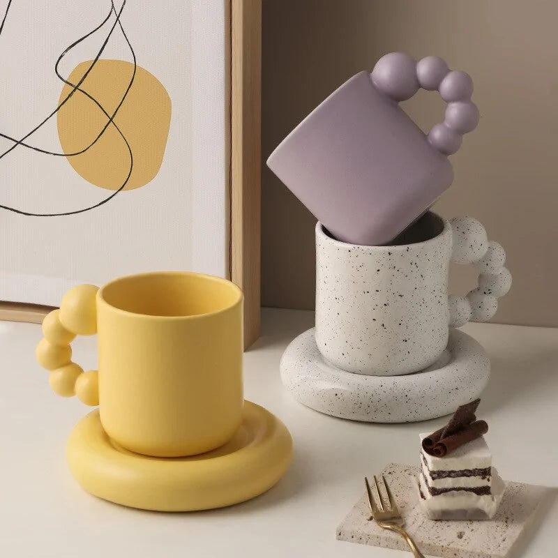 Handcrafted Floral Coffee Cup – Aesthetic Ceramic Mug for Home & Office
