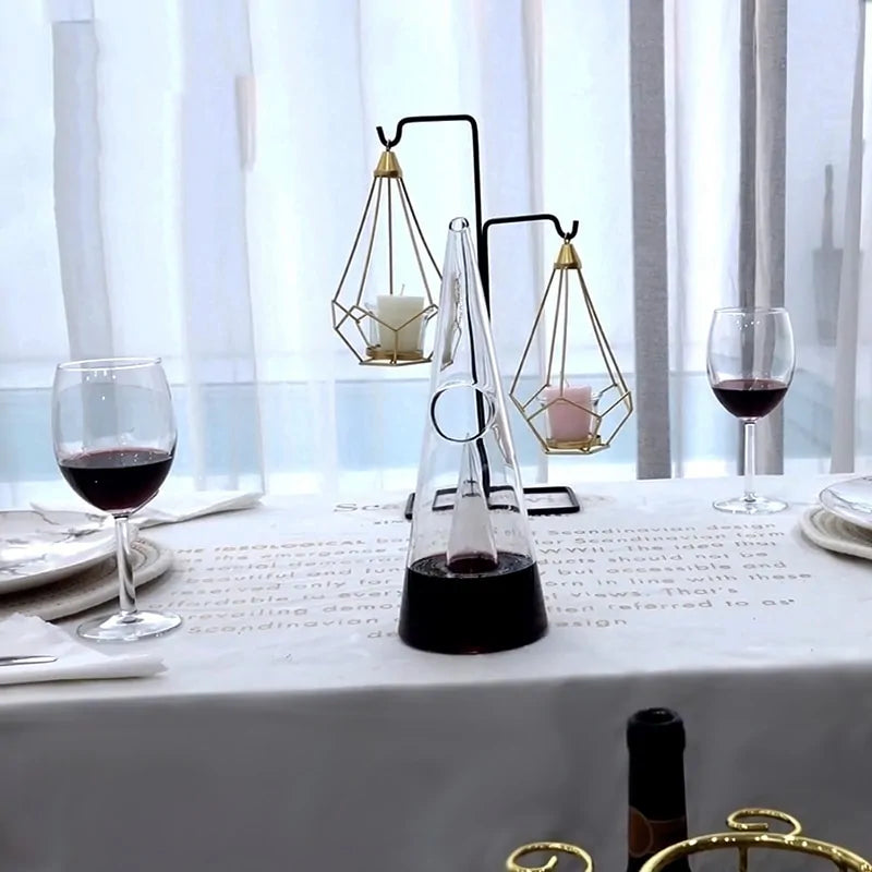 Modern Glass Wine Decanter – Unique Cone-Shaped Aerator for Red & White Wine (Hand-Blown, Elegant Design