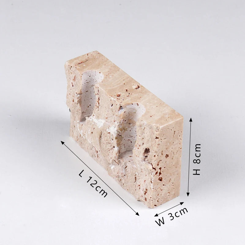 Handmade Travertine Candle Holder for Taper Candles – 2-Hole Stone Candlestick for Wedding Centerpieces, Table Decor, Rustic Minimalist Home Gift