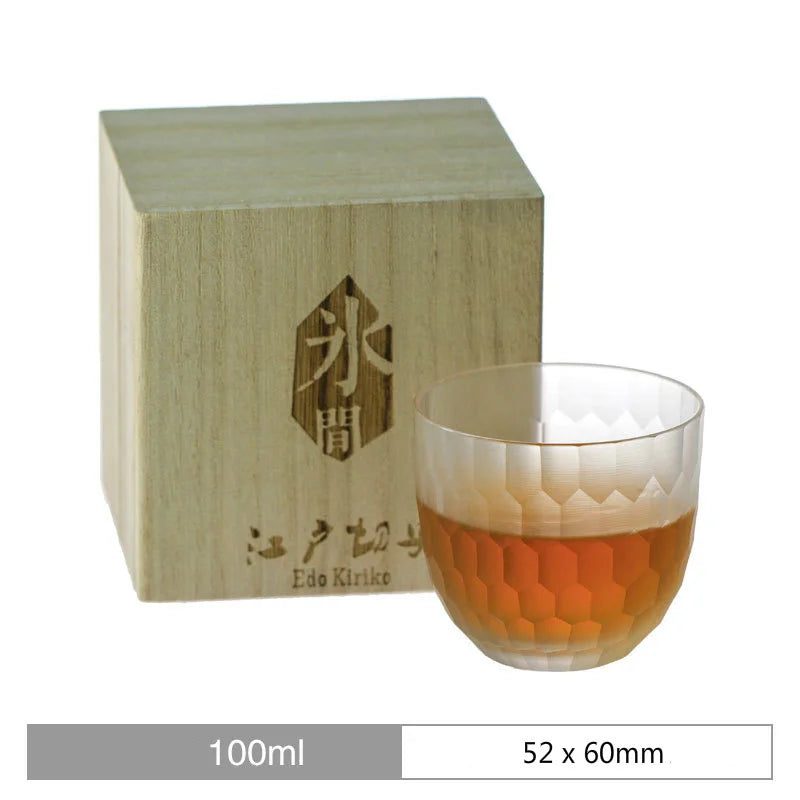 Yuki Glass – Limited Edition Japanese Crystal Whiskey Cup with Hexagonal Ice-Inspired Texture (Gift Box)