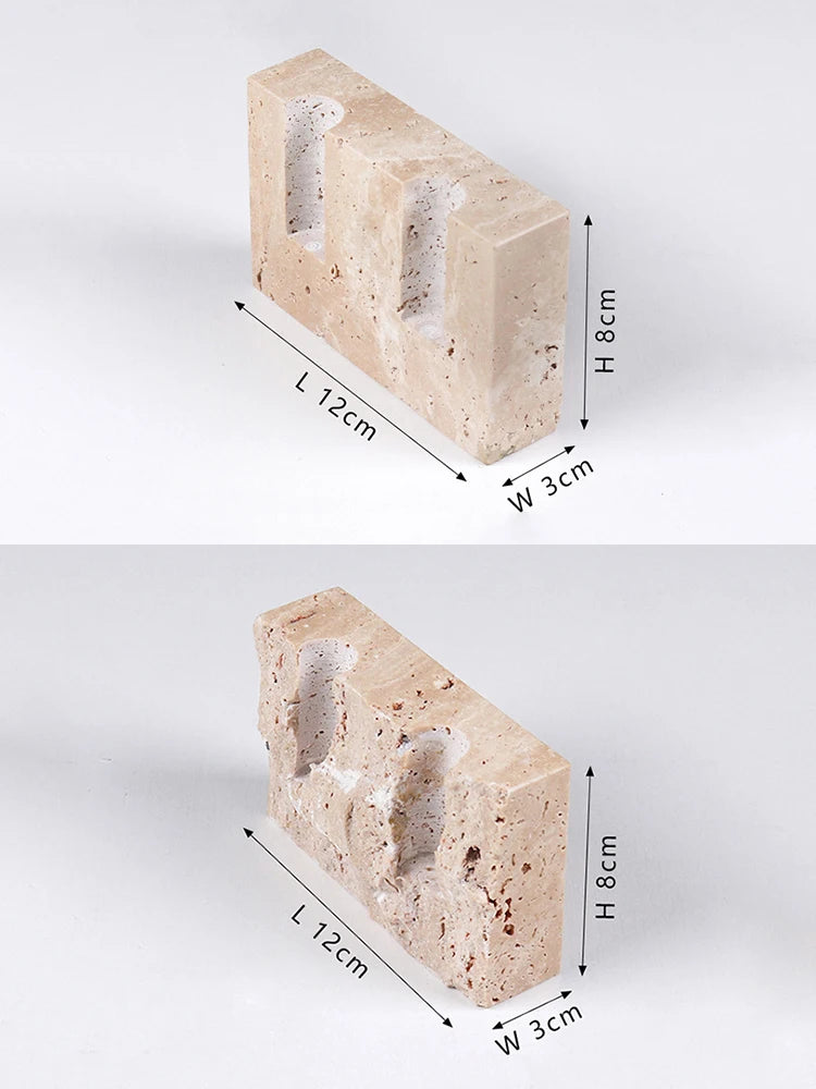 Handmade Travertine Candle Holder for Taper Candles – 2-Hole Stone Candlestick for Wedding Centerpieces, Table Decor, Rustic Minimalist Home Gift