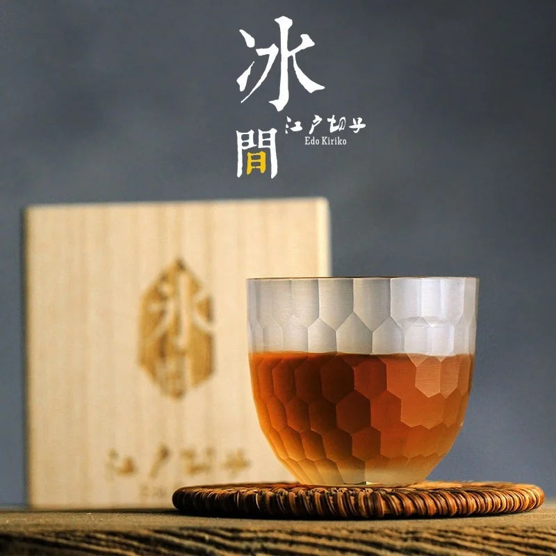 Yuki Glass – Limited Edition Japanese Crystal Whiskey Cup with Hexagonal Ice-Inspired Texture (Gift Box)