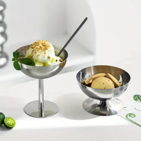 Nordic Stainless Steel Dessert & Ice Cream Bowl – Multi-Purpose Café Dish