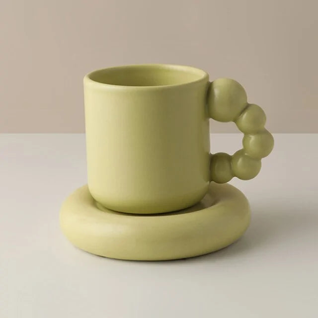 Handcrafted Floral Coffee Cup – Aesthetic Ceramic Mug for Home & Office