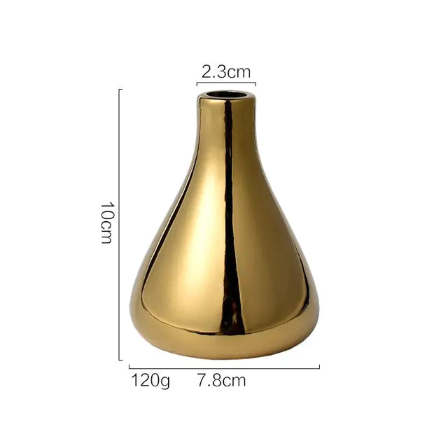 Gold Metal Vase Set – Contemporary Minimalist Home Decor for Flowers & Pampas Grass