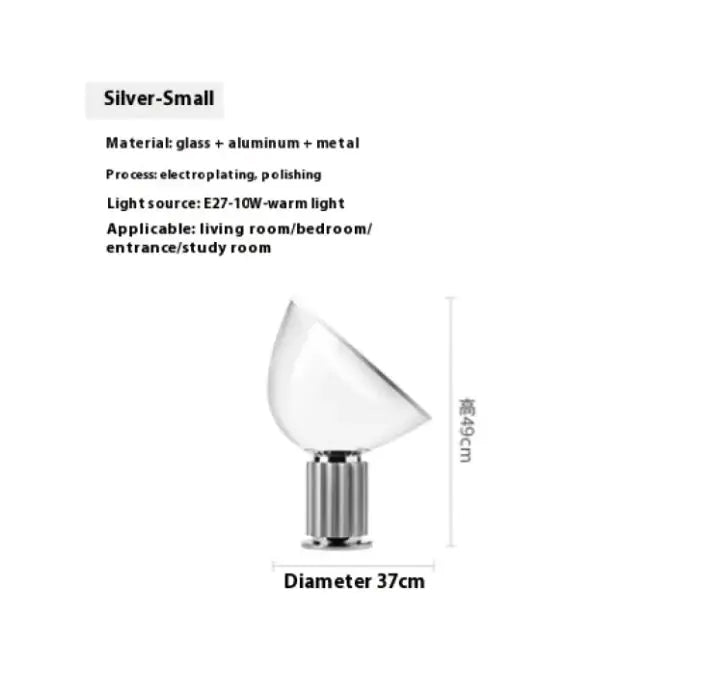 Modern Italian Designer Table Lamp – Adjustable Glass Dome with Ribbed Metal Base (Art Deco Inspired)