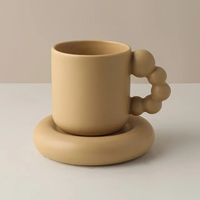 Handcrafted Floral Coffee Cup – Aesthetic Ceramic Mug for Home & Office