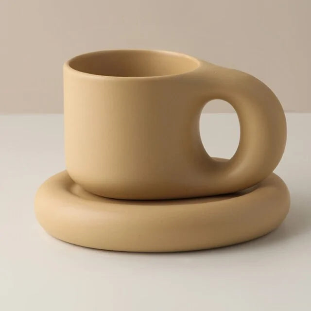 Handcrafted Floral Coffee Cup – Aesthetic Ceramic Mug for Home & Office