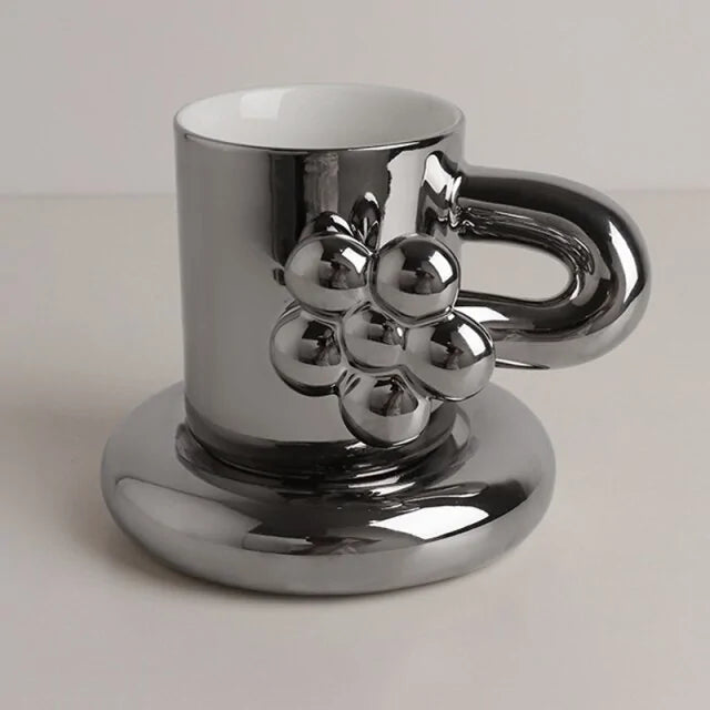 Handcrafted Floral Coffee Cup – Aesthetic Ceramic Mug for Home & Office