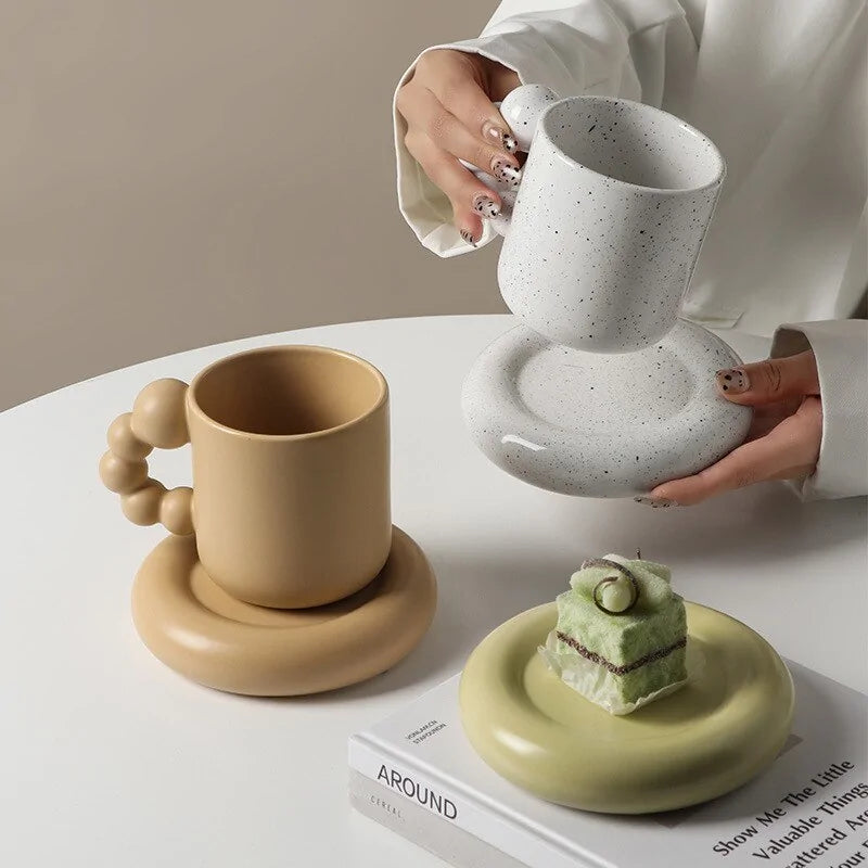 Handcrafted Floral Coffee Cup – Aesthetic Ceramic Mug for Home & Office