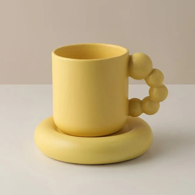 Handcrafted Floral Coffee Cup – Aesthetic Ceramic Mug for Home & Office