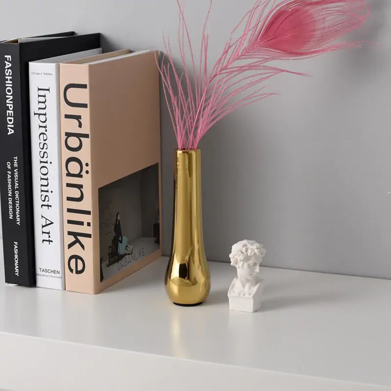 Gold Metal Vase Set – Contemporary Minimalist Home Decor for Flowers & Pampas Grass