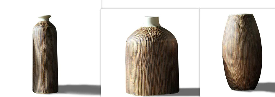 Minimalism Japanese Zen Vase Three-piece Set And Decor Wood Grain