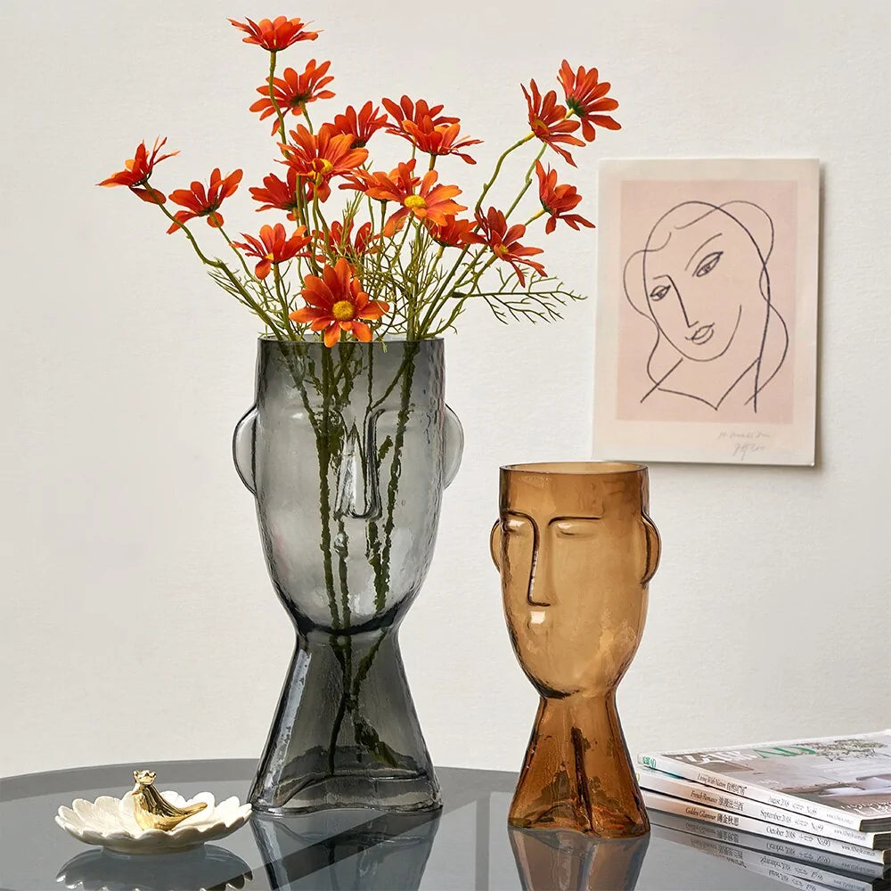 Artistic Decor Head Glass Vase