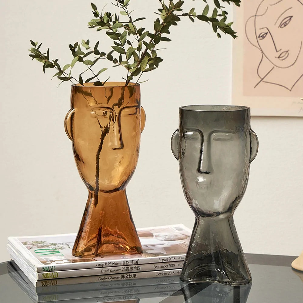 Artistic Decor Head Glass Vase